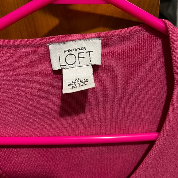 Ann Taylor Loft Hot Pink Sweater Cardigan with Pink acrylic buttons - Picture 2 of 2